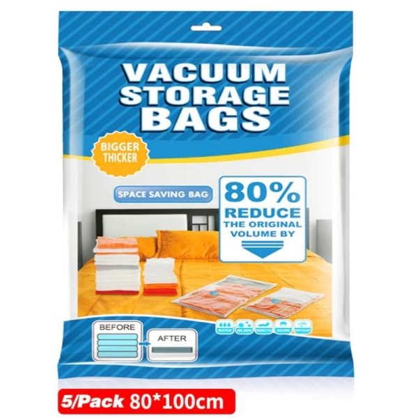Vacuum Bag For Clothes With Pump - 5 Pieces | Smart Space Saver Vacuum Bags For Travel | Pack Of 5 Compression Storage Bags For Clothes - Image 4