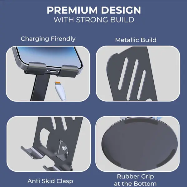 Adjustable Full Metal Phone Holder 360° Rotation Aluminum Stand for Mobile Devices - Image 3