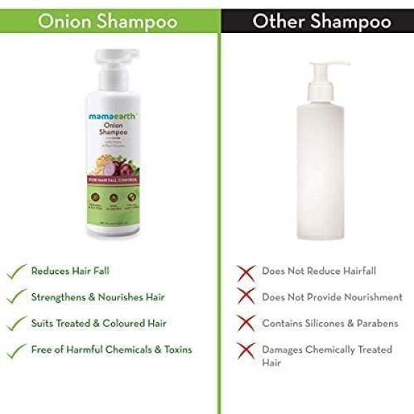 Mamaearth Onion Shampoo For Hair Fall Control With Onion Oil & Plant Keratin, 400 Ml - Image 3