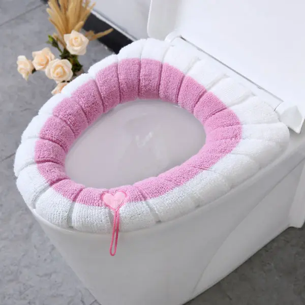 Warm Toilet Seat Cover Mat Bathroom Toilet Pad Cushion with Handle Thicker Soft Washable - Image 2