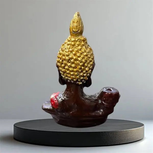 Parvatveda- Buddha with 30 Cones Brown Golden Backflow Smoke Fountain Idol Murti Polyresin Incense Cone Holder Decorative Showpiece for Temple, Living Room, Pooja Home, Home Decor - Image 3