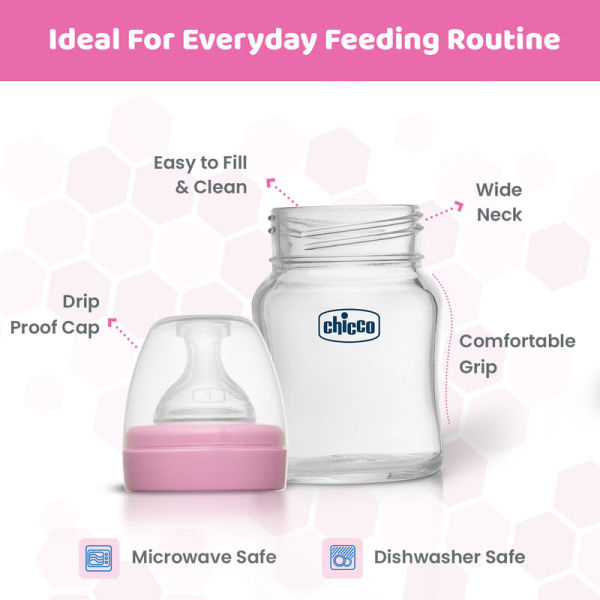 Chicco Well-Being Glass Feeding Bottle (120ml, Slow Flow) - Image 5