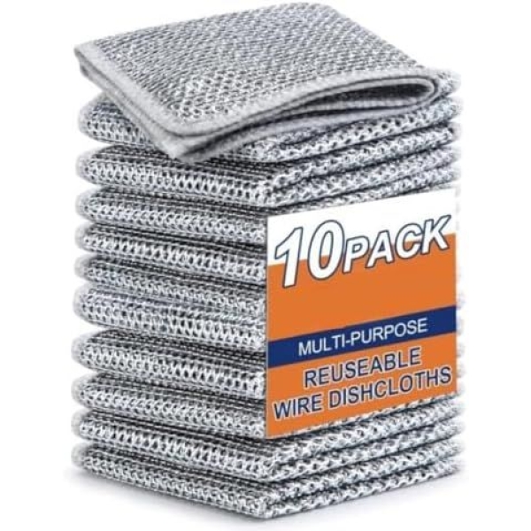 Pack of 5 Multipurpose Wire Dishwashing Rags for Wet and Dry Stainless Steel Scrubber for Utensils Non-Scratch Wire Dishcloth for Washing Dishes Sinks Counters Easy Rinsing Machine Washable - Image 4