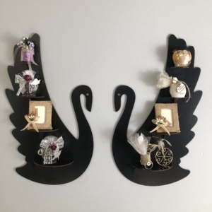 2 Pcs Swan Wall Mounted Shelf Multi level Showcase in Black