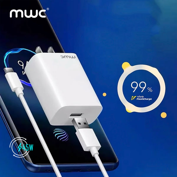 MWC USB-A 45W Flash Charging Travel Adapter | MUA45W | Compatible with All Brands | USB-A Port - White - Image 3