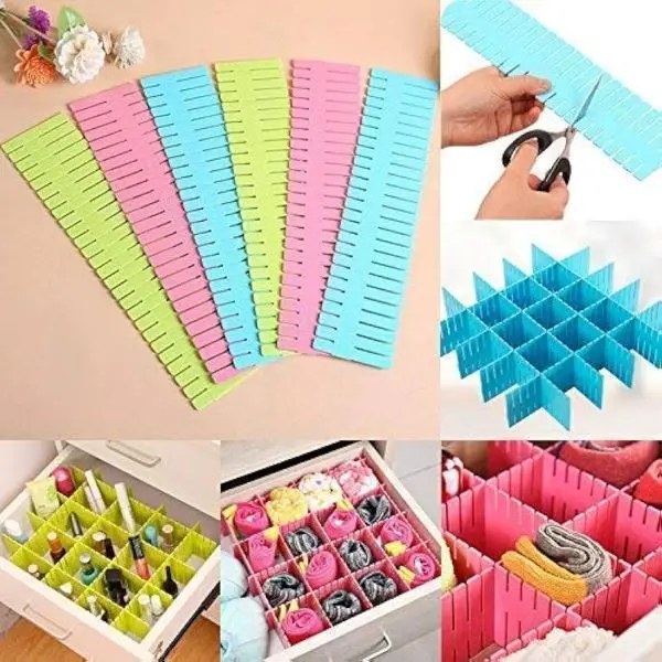 4Pcs Adjustable Plastic Drawer Divider Organizers Expandable Drawer Cabinet Drawer Separator Divider Grid Household - Image 3