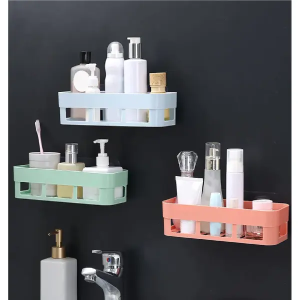 Bathroom Shelf Organizer Toilet Adhesive Shampoo Gel Storage Basket Decoration Bathroom Corner Shower Shelf Rack Accessories - Image 5
