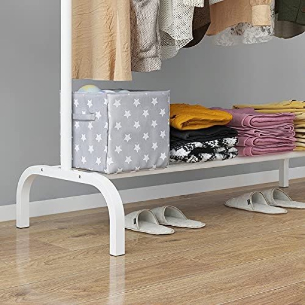 Lukzer 1PC Multipurpose Metal Garment Rack With Top Rod And Lower Storage - Image 3