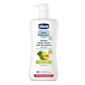 Chicco gentle body wash and shampoo (500ml) - green apple and peach