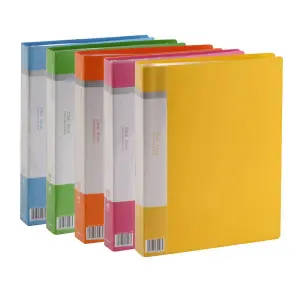 Comix Display Book/Pocket File A4 Size 40 Pockets PP Clear Book File Transparent Colored Plastic Folder By Mitrata