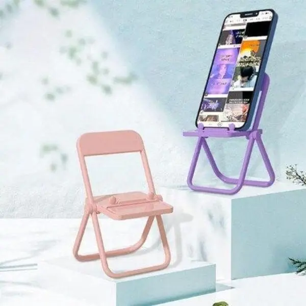 Chair Phone Holders Adjustable Cute Phone Holder Mini Chair Phone Desk Stand Lazy Mobile Holder (Color May Vary) - Image 2