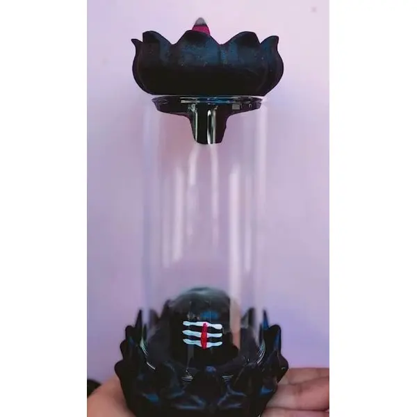 HaridwarDivine Adiyogi Tilak Shivling Glass Smoke Waterfall Fountain Idol | Shivaling Cylinder Glass Backflow Incense Burner with 10 Free Smoke Cones - Image 5