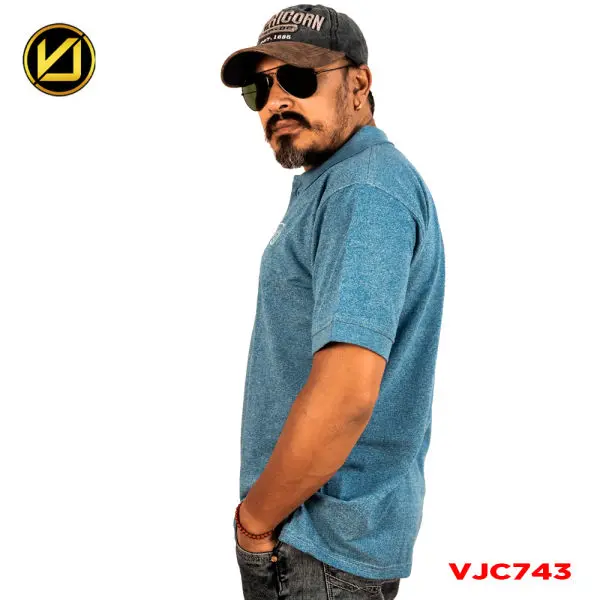 VIRJEANS (VJC743) Polo Neck T-Shirt For Men –Sky Blue - Image 3