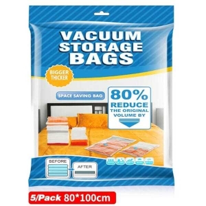 Vacuum Bag For Clothes With Pump - 5 Pieces | Smart Space Saver Vacuum Bags For Travel | Pack Of 5 Compression Storage Bags For Clothes