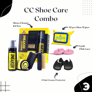 Comfort Corner Shoe Care Combo: Shoe Cleaner Kit Box, Sneaker Wipes, Pink Lace and Crease Protector by Comfort Corner
