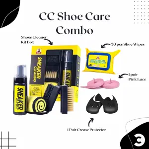 Comfort Corner Shoe Care Combo: Shoe Cleaner Kit Box, Sneaker Wipes, Pink Lace and Crease Protector by Comfort Corner
