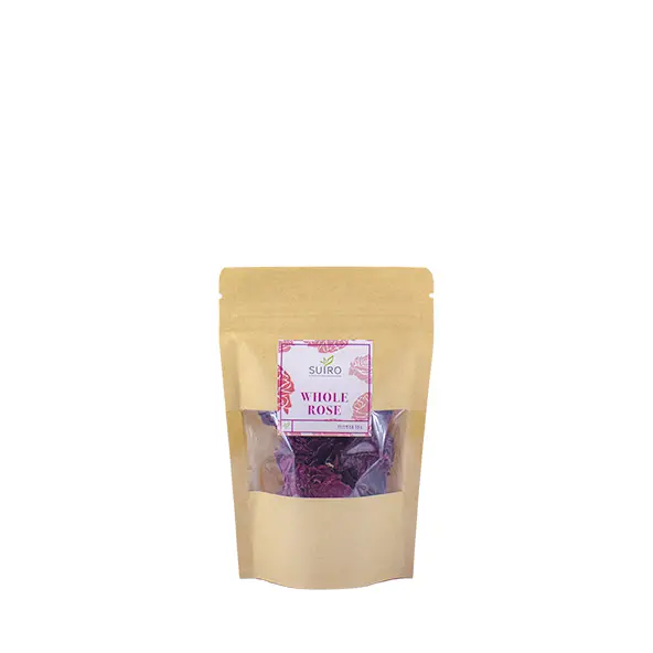 Whole Rose Tea For Improved Digestion, Stress Reduction, Menstrual Relief, Skin Health, Immune Support, Caffine-free Alternative, Anti-inflammatory Properties, Weight Management, And Respiratory Health - 10GMS Small Kraft Pack - Suiro Teas
