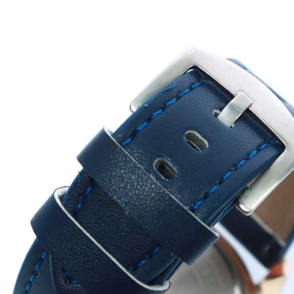 Blue And Golden Color Unisex Dial Casual Blue Leather Strap Watch - Image 2