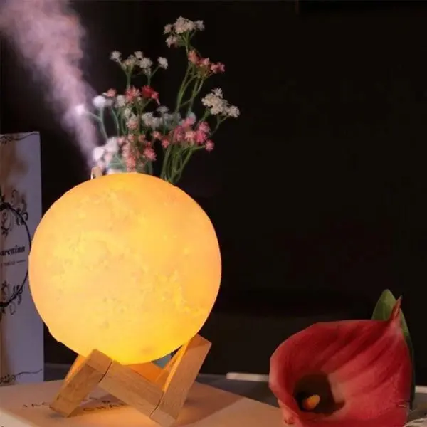 Moon Lamp With Wooden Base Home Decor Light - Moon Shape Design Table Lamp | Lamp For Home Decoration -15cm & 18cm - Image 3