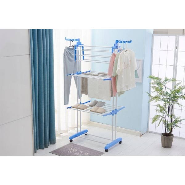 Heavy Duty Stainless Steel Double Pole Foldable Cloth Drying Stand - Image 2