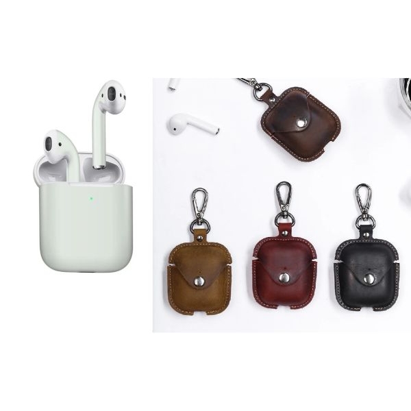 Earbuds 1/2 Generation With One Leather  Full Protection Case Free Color May Vary - Image 2