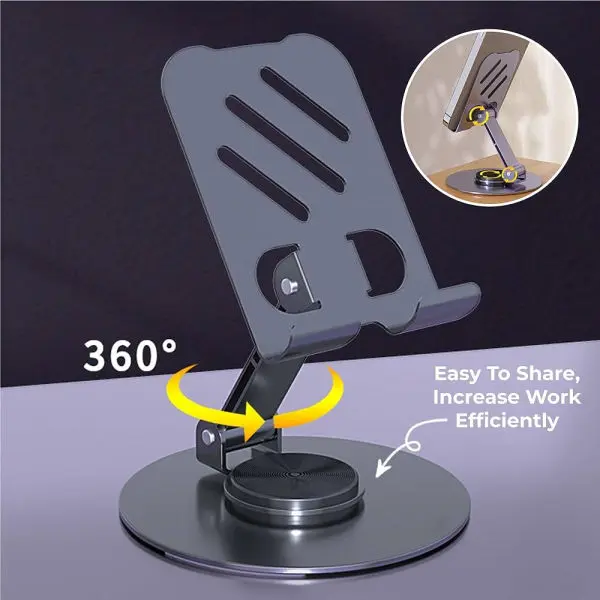 Adjustable Full Metal Phone Holder 360° Rotation Aluminum Stand for Mobile Devices - Image 2