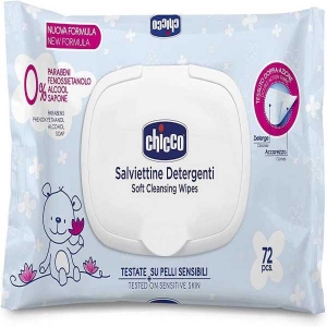 Chicco Baby Wipes With Cover, 72 Wipes