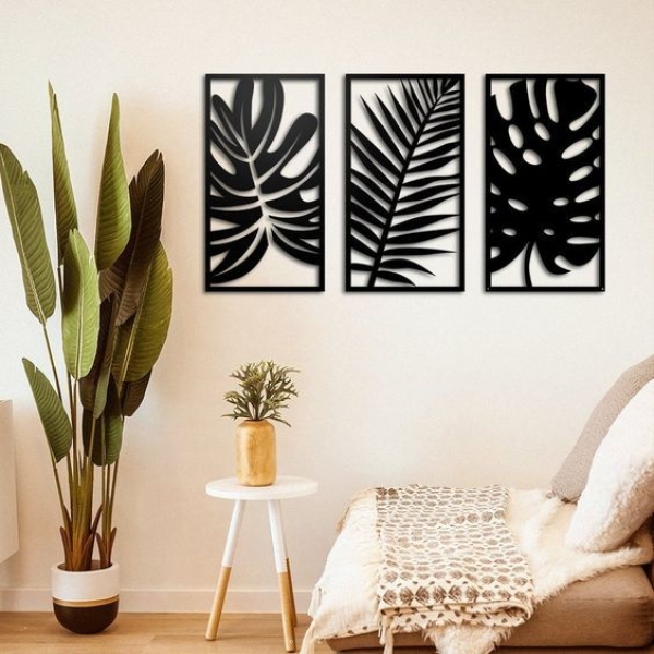 3pc Leaf Wooden Canvas Wall Art Decor Sculpture Decorative Home Décor Large (3ft) - Image 2