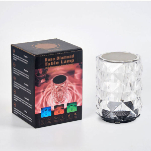 Elegant Crystal Diamond-Shaped RGB LED Night Light with Touch Control for Home Decor