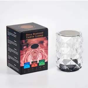 Elegant Crystal Diamond-Shaped RGB LED Night Light with Touch Control for Home Decor