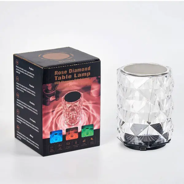 Elegant Crystal Diamond-Shaped RGB LED Night Light with Touch Control for Home Decor
