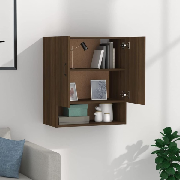 Vira Wall Hanging Closed Cabinet Multipurpose Home and Office Storage Rack with Shelf in Brown - Image 3