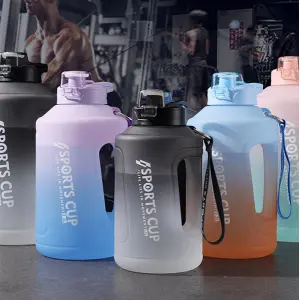 KOJA 1.5 Ltr Water Bottle with Straw Fitness Sports Gradient Plastic Cup Daily Tumbler with Motivational Time Marker LeakProof Water Bottle