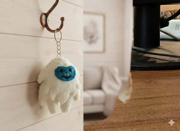 Eco-Friendly Hand-Felted Wool Yeti Key Ring - White, 9cm - Made in Nepal