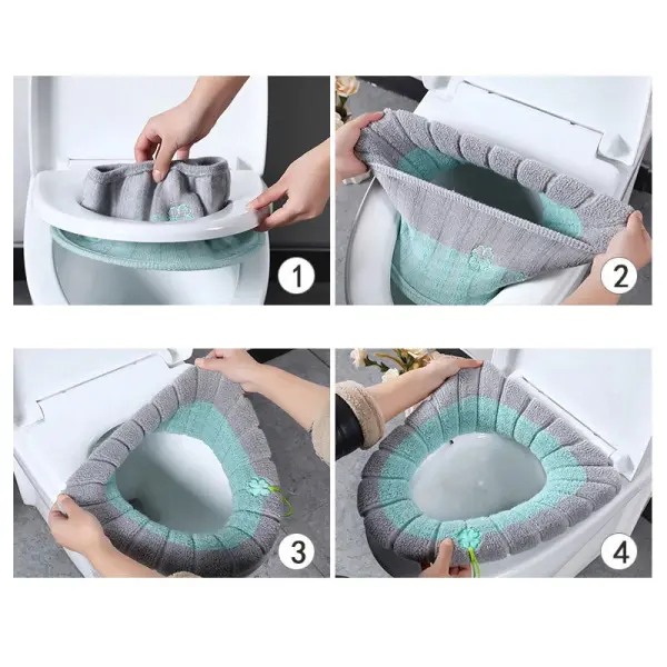 Warm Toilet Seat Cover Mat Bathroom Toilet Pad Cushion with Handle Thicker Soft Washable - Toilet Sheet Cover | - Image 5