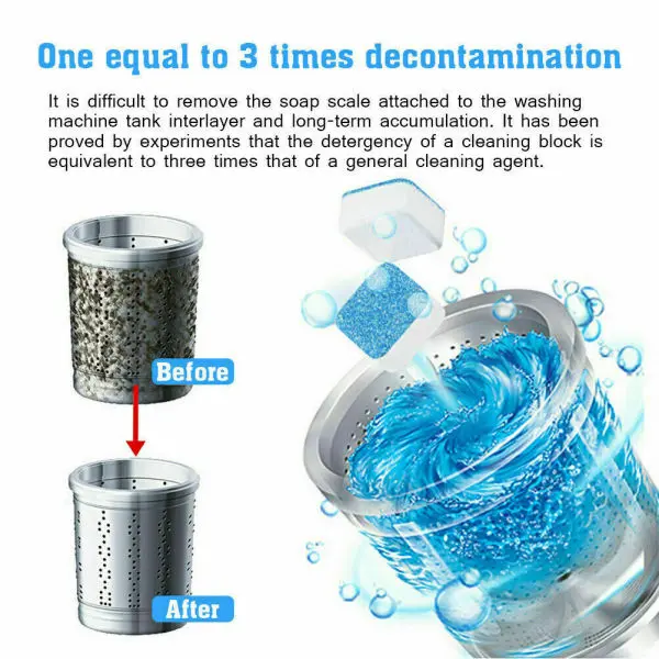 12Pcs Washing Machine Cleaner Stain Dirt Washing Cleaning Washer Clean Detergent Effervescent Tablet Wash Machine Cleaner - Image 3