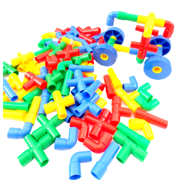 Educational Pipe Puzzle for Kids - 30Pcs Plastic Water Pipe Shaped Creative Tube Locks Construction Set Toy with Wheels Kids Educational Preschool Learning Toys - Image 4