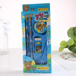 KOJA Children School Cartoon Stationery Set Pencil Eraser Sharpener Scissors 1