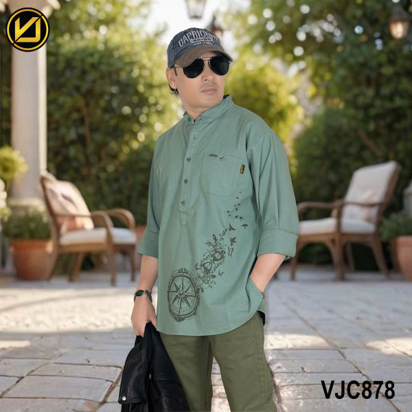 VIRJEANS (VJC878) Linen Stretchable Shirt For Men-All Colors - Image 2