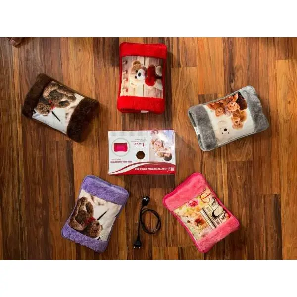 Electric Hot Water Bag With Fur Hand Pocket - Image 2