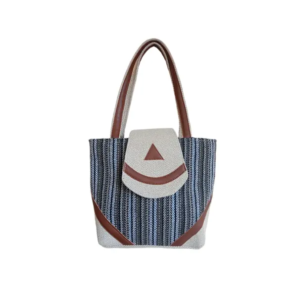 Elegant Cotton Top-Handle Bag with Geometric Design for Women - Image 2