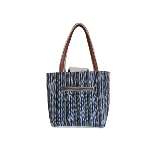 Elegant Cotton Top-Handle Bag with Geometric Design for Women - Image 3