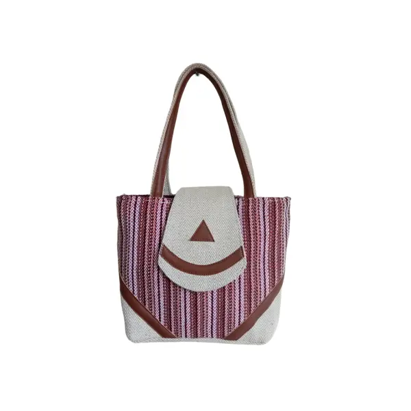 Elegant Cotton Top-Handle Bag with Geometric Design for Women - Image 4
