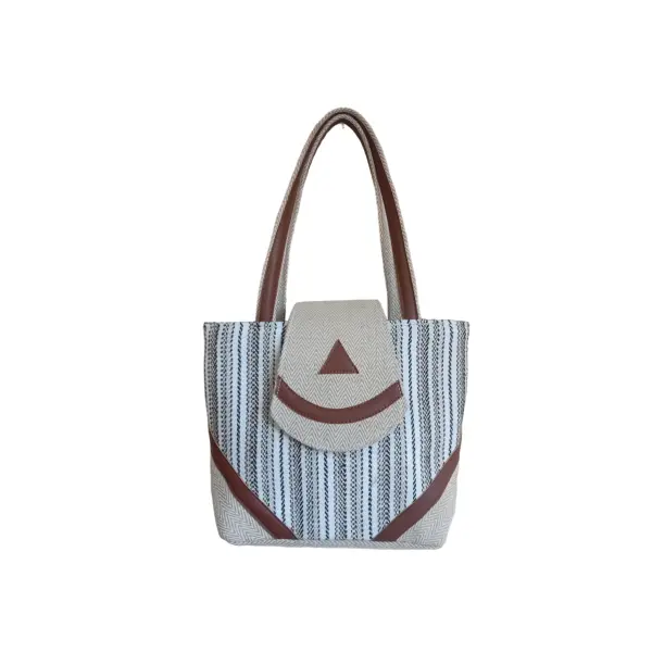 Elegant Cotton Top-Handle Bag with Geometric Design for Women - Image 5