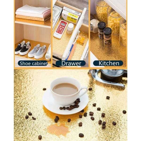 Elegant Golden Aluminum Foil Self-Adhesive Roll for Kitchen Backsplash, Oil-Proof Anti-Mold Wall Protector, Heat-Resistant for Cabinets & Drawers - 5m - Image 4