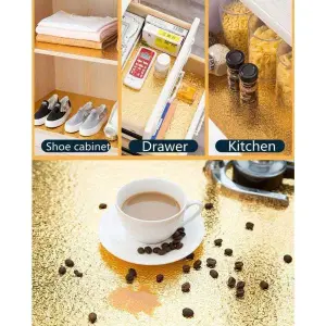 Elegant Golden Aluminum Foil Self-Adhesive Roll for Kitchen Backsplash, Oil-Proof Anti-Mold Wall Protector, Heat-Resistant for Cabinets & Drawers - 5m