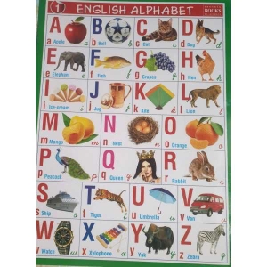 English Alphabets & Rhymes Chart / ABCD Chart 12" x 24 "By Mitrata