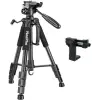 Extendable 180 Degrees Tilt Handle Carbon Fiber Camera Tripod Extendable Tripod Lightweight Aluminum Camera and Mobile Phone Tripod Outdoor Live Selfie Camera Phone Floor Stand Outdoor Live Selfie Camera Phone Floor Stand For DSLR Camera