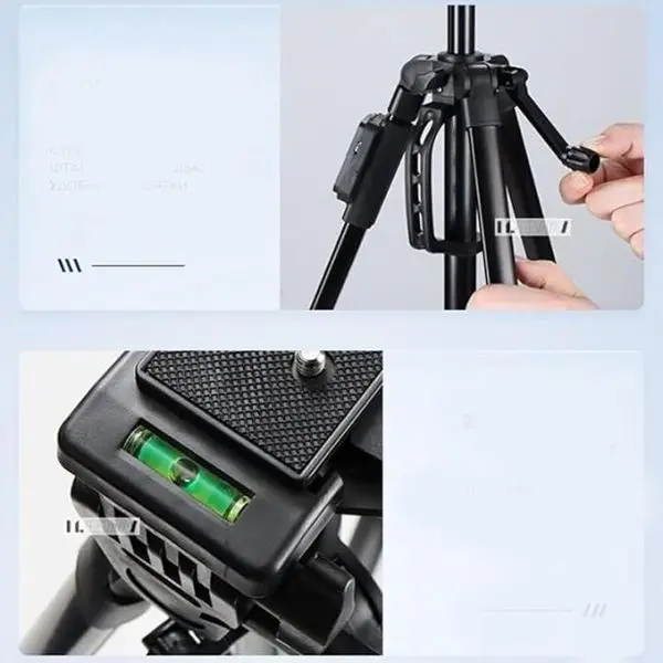 Extendable 180 Degrees Tilt Handle Carbon Fiber Camera Tripod Extendable Tripod Lightweight Aluminum Camera and Mobile Phone Tripod Outdoor Live Selfie Camera Phone Floor Stand Outdoor Live Selfie Camera Phone Floor Stand For DSLR Camera - Image 4