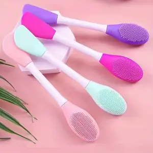 Extra Soft Double Ended Silicone Face Cleansing Brush Face Applicator Double Sided Brush Facial Mask Brush Facial Pores Cleaner Brush Durable & Strong Beauty Tool 1pc